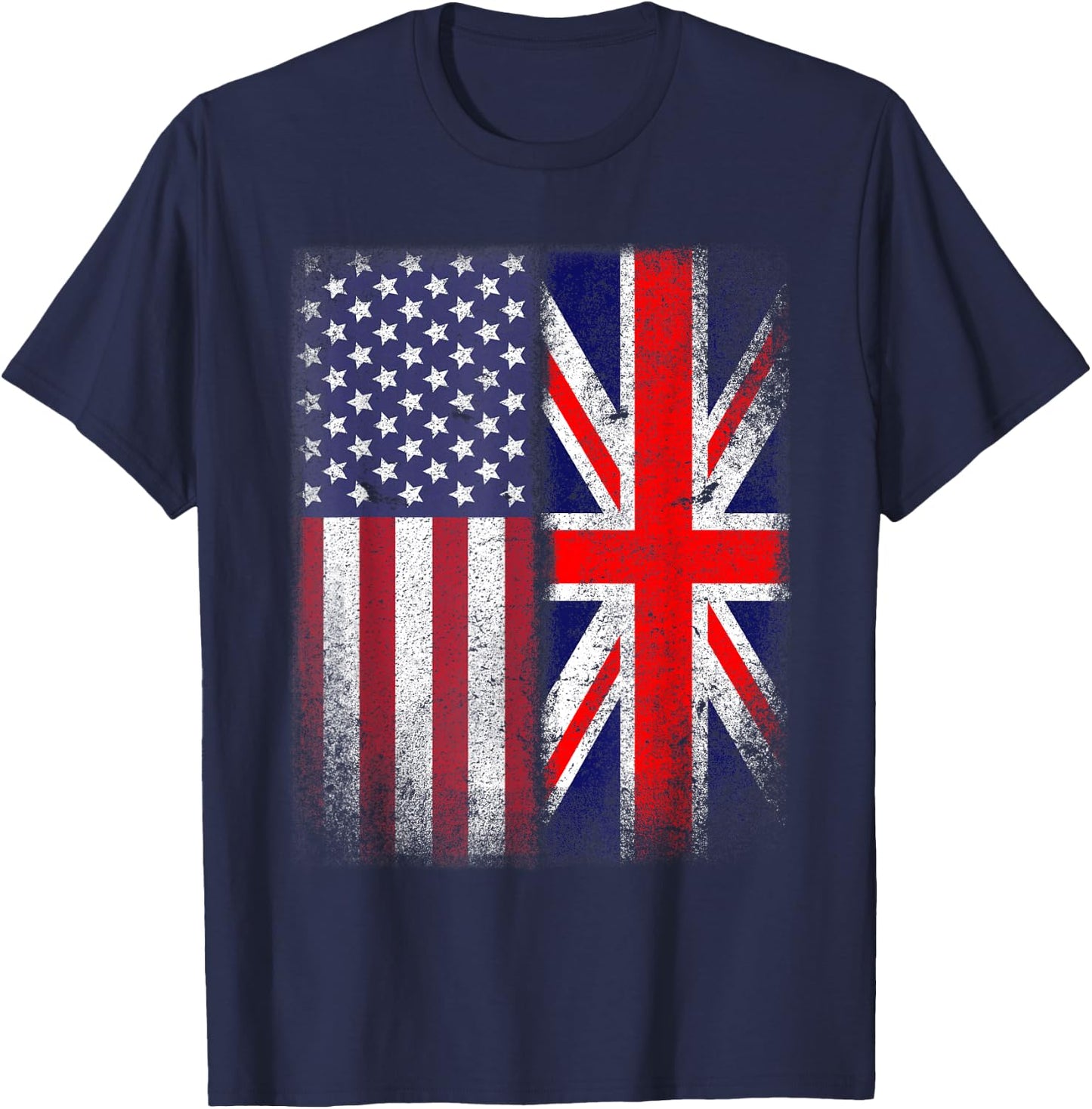 British American Flag Union Jack England Usa T-Shirt - T-Shirt | Navy