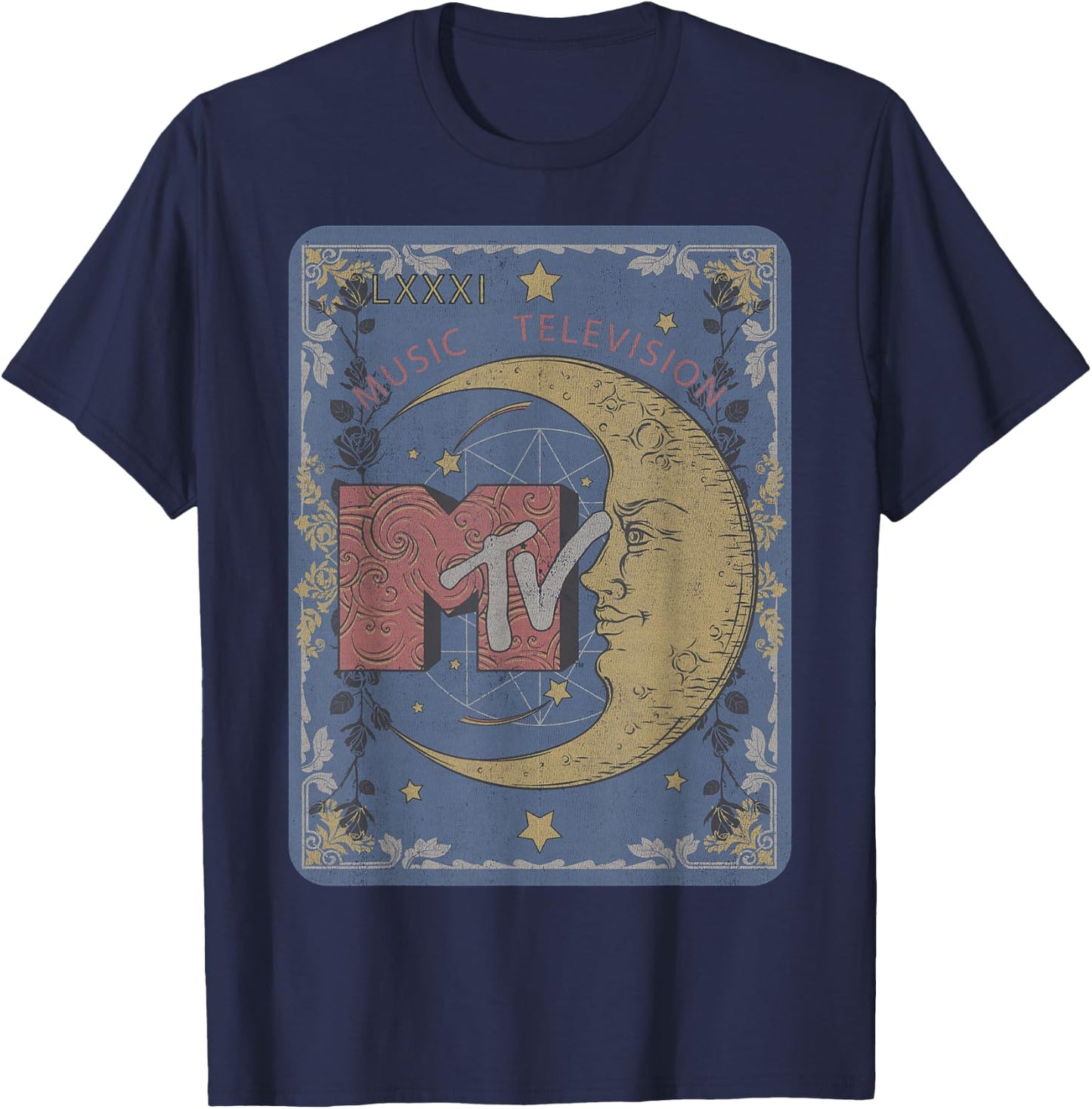 MTV Music Television Crescent Moon Tarot Card T-Shirt - T-Shirt | Navy