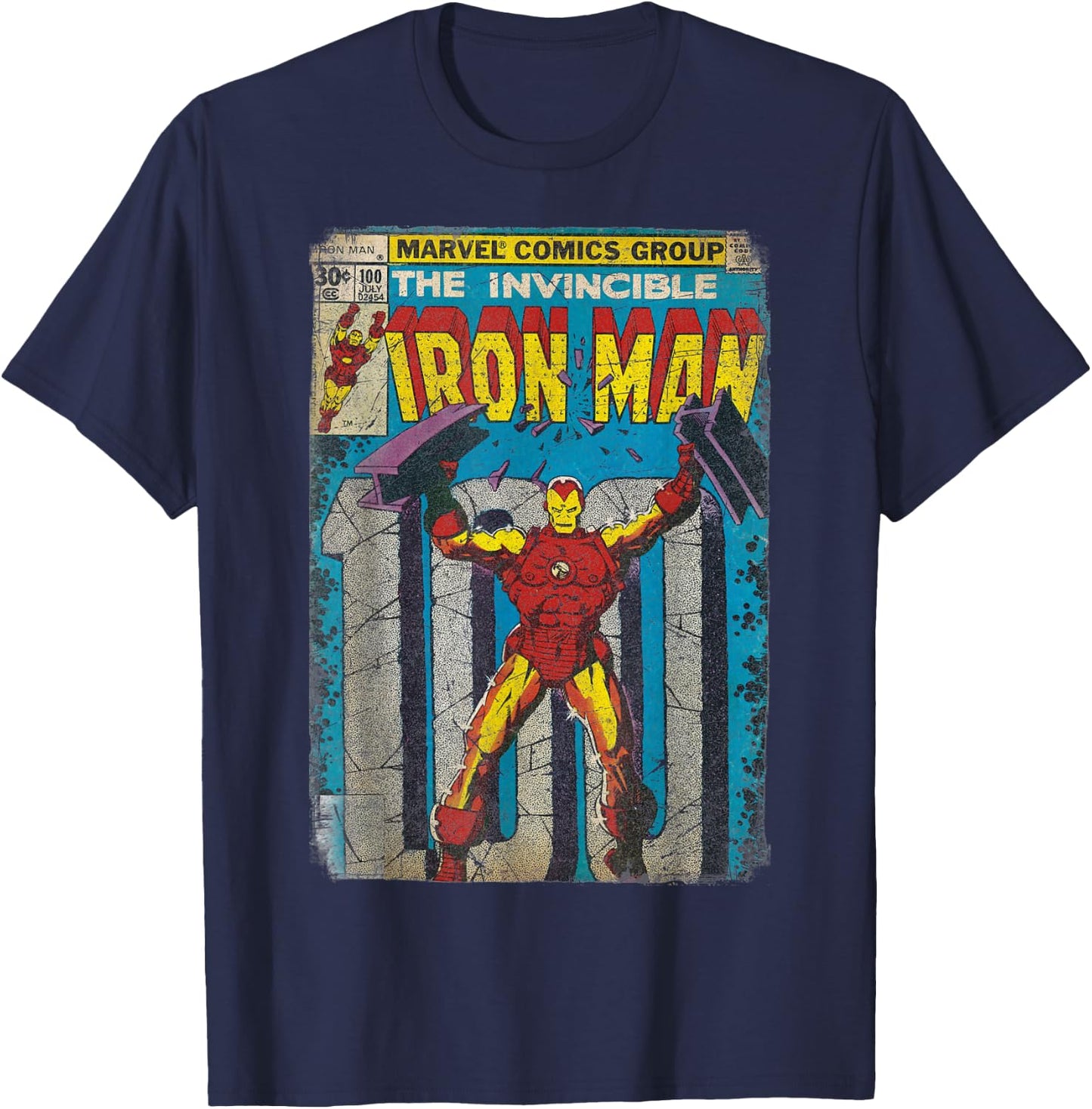 Iron Man Classic Retro Comic Vintage Cover Graphic T-Shirt - T-Shirt | Navy