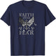 USA Flag Faith Over Fear Patriotic American Prayer Retro T-Shirt - T-Shirt | Navy