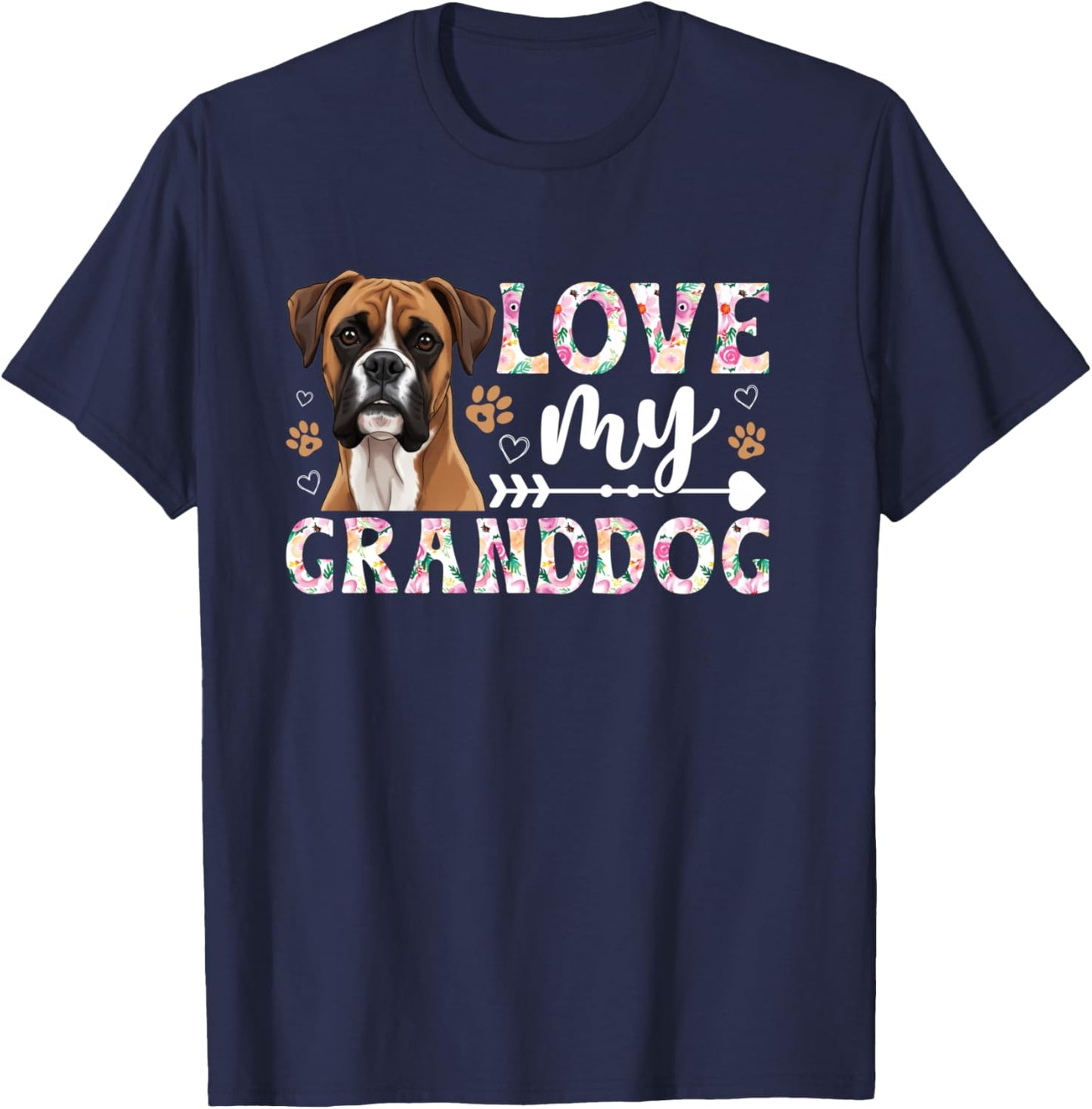 Love My Granddog Boxer Grandma of A Boxer Grandmother T-Shirt - T-Shirt | Navy