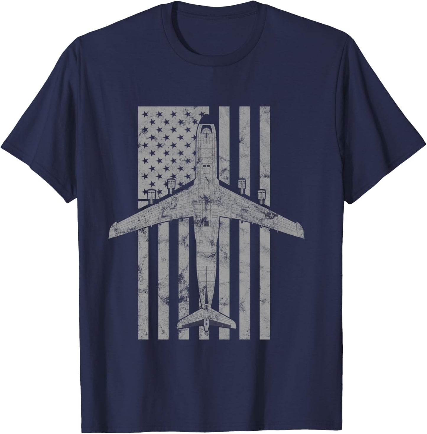C-5 Galaxy Military Transport Airplane Vintage Flag T-Shirt - T-Shirt | Navy