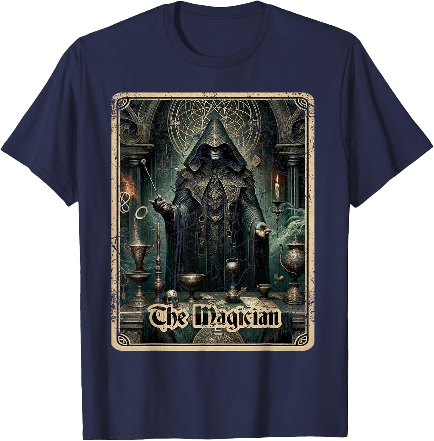 Magician Tarot Card Black Horror T-Shirt - T-Shirt | Navy
