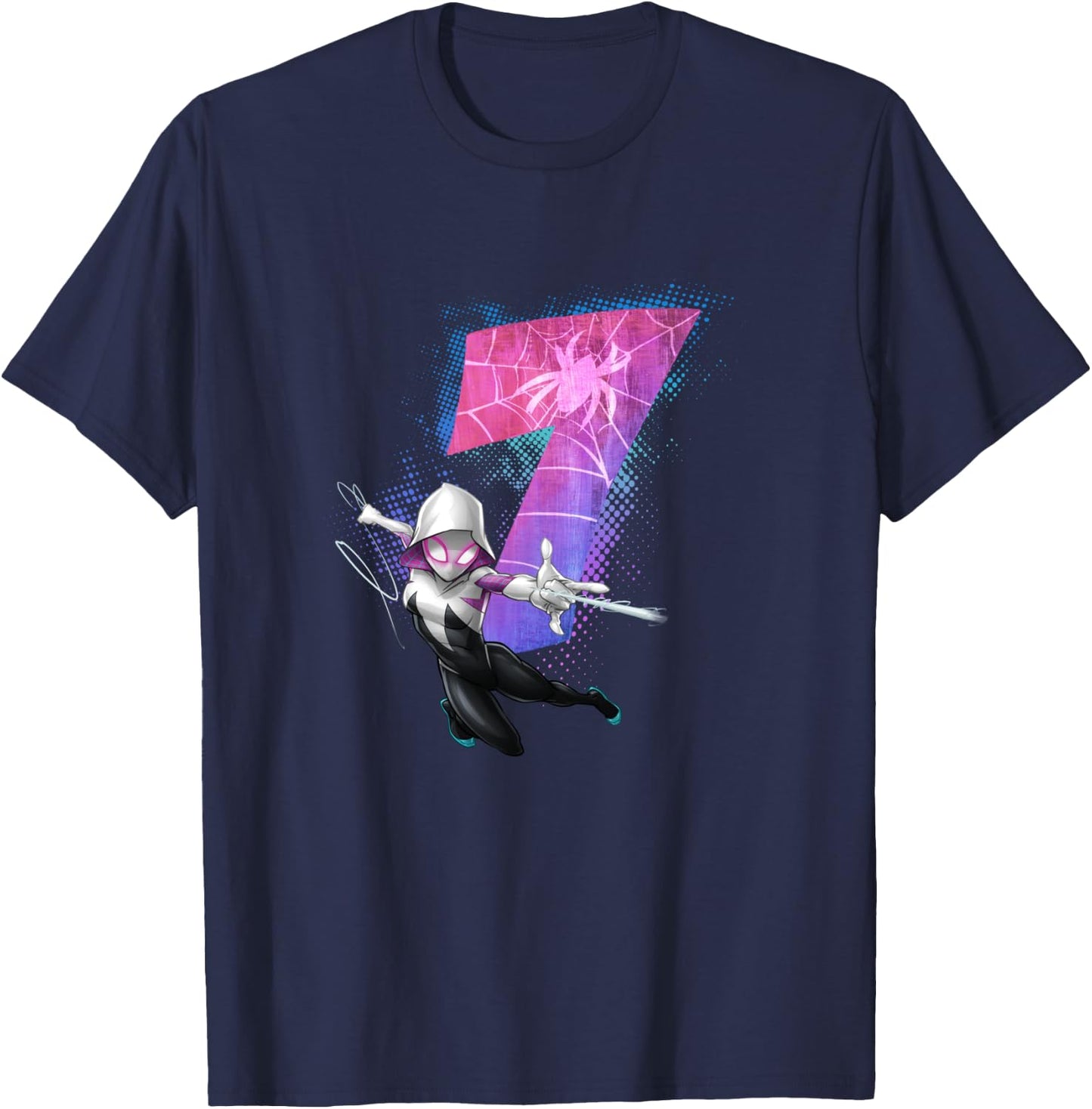 Marvel Ghost-Spider Gwen Stacy 7th Birthday Graphic T-Shirt - T-Shirt | Navy