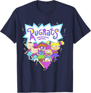 Rugrats Group Shot Retro Geometric Logo T-Shirt - T-Shirt | Navy