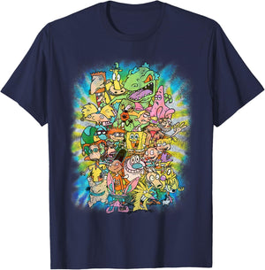 Nickelodeon Ultimate Nick 90s Character Tie Dye Style T-Shirt - T-Shirt | Navy