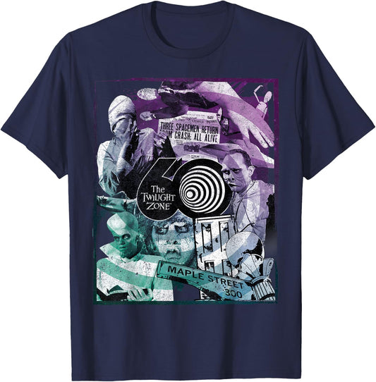 The Twilight Zone 60th Anniversary Gradient Group Poster T-Shirt - T-Shirt | Navy