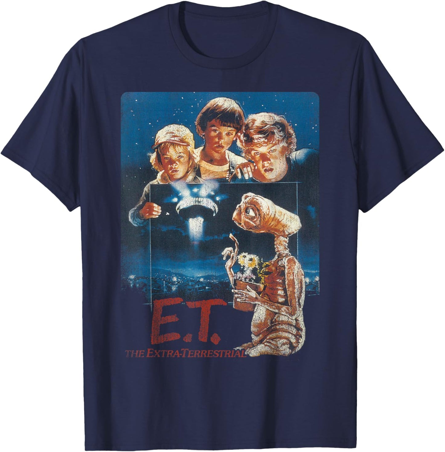 E.T. Distressed Vintage Photograph Graphic T-Shirt - T-Shirt | Navy