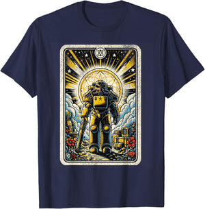 Vintage Nuclear Fallout Tarot Card Retro Steel Armor Man T-Shirt - T-Shirt | Navy