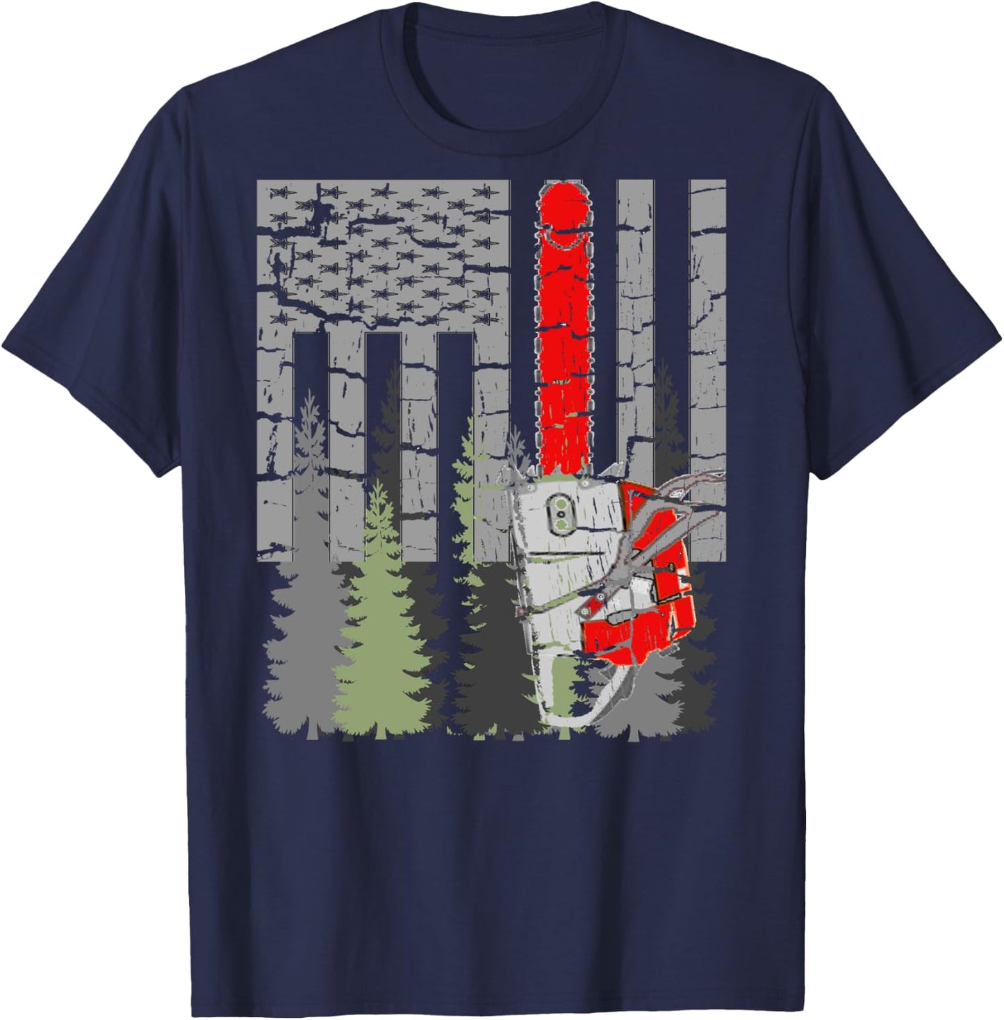 Thin Red Line Chainsaw and Woods T-Shirt - T-Shirt | Navy