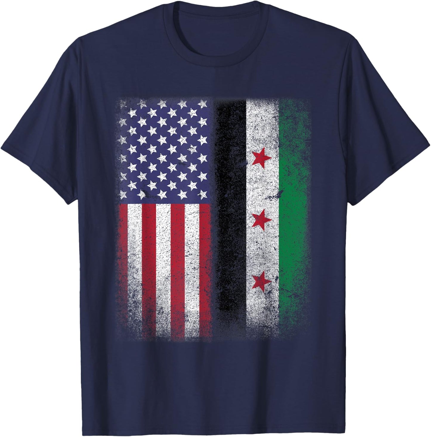 Syrian American Flag Syria Usa Pride Women Kids Men T-Shirt - T-Shirt | Navy