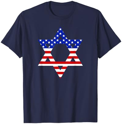 Star of David American Flag Proud Patriotic Jewish Graphic Kids Men T-Shirt - T-Shirt | Navy