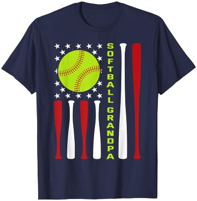 Softball Grandpa American Flag Vintage ic Game Day T-Shirt - T-Shirt | Navy