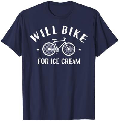 Funny Will Bike For Ice Cream | Bike Lover T-Shirt - T-Shirt | Navy