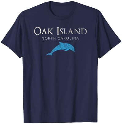 Vintage Oak Island NC Dolphin T Shirt T-Shirt - T-Shirt | Navy