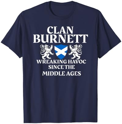 Clan Burnett Scottish Family Kilt Tartan Lion T-Shirt - T-Shirt | Navy