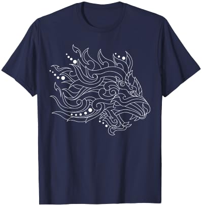 Animal Lover Artistic Head of Lion T-Shirt - T-Shirt | Navy