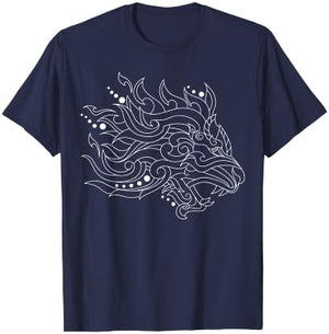 Animal Lover Artistic Head of Lion T-Shirt - T-Shirt | Navy