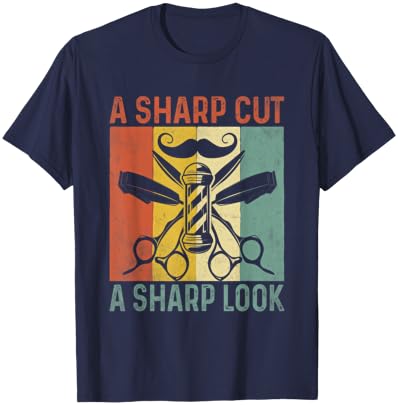 The Art Of Barbering Haircut Hairstyle Men Barber Barbershop T-Shirt - T-Shirt | Navy