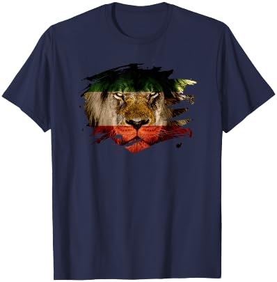 Persia Flag with African Lion - Persian Pride T-Shirt - T-Shirt | Navy