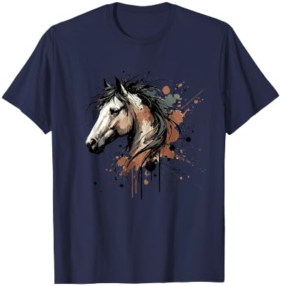 Horse Riding Equestrian; Horse Portrait; Western Horseback T-Shirt - T-Shirt | Navy