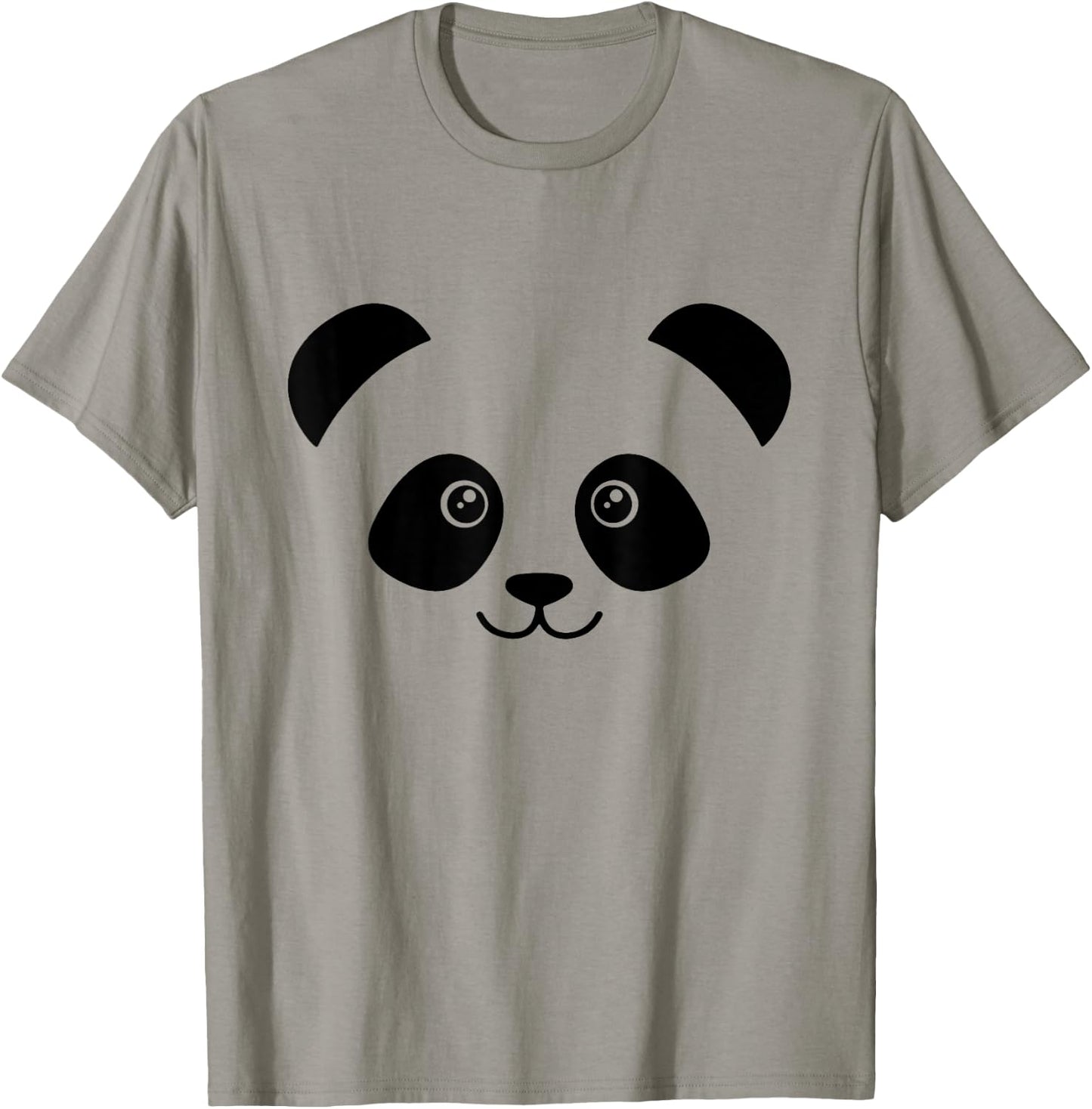 Panda Face Cute design Cute Little Panda Face , Girls - Grey, Short Sleeve, Classic Fit, , XS/Small T-Shirt - T-Shirt | Sand