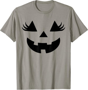 Jack O Lantern Face Pumpkin Eyelashes Halloween Women Girls T-Shirt - T-Shirt | Sand