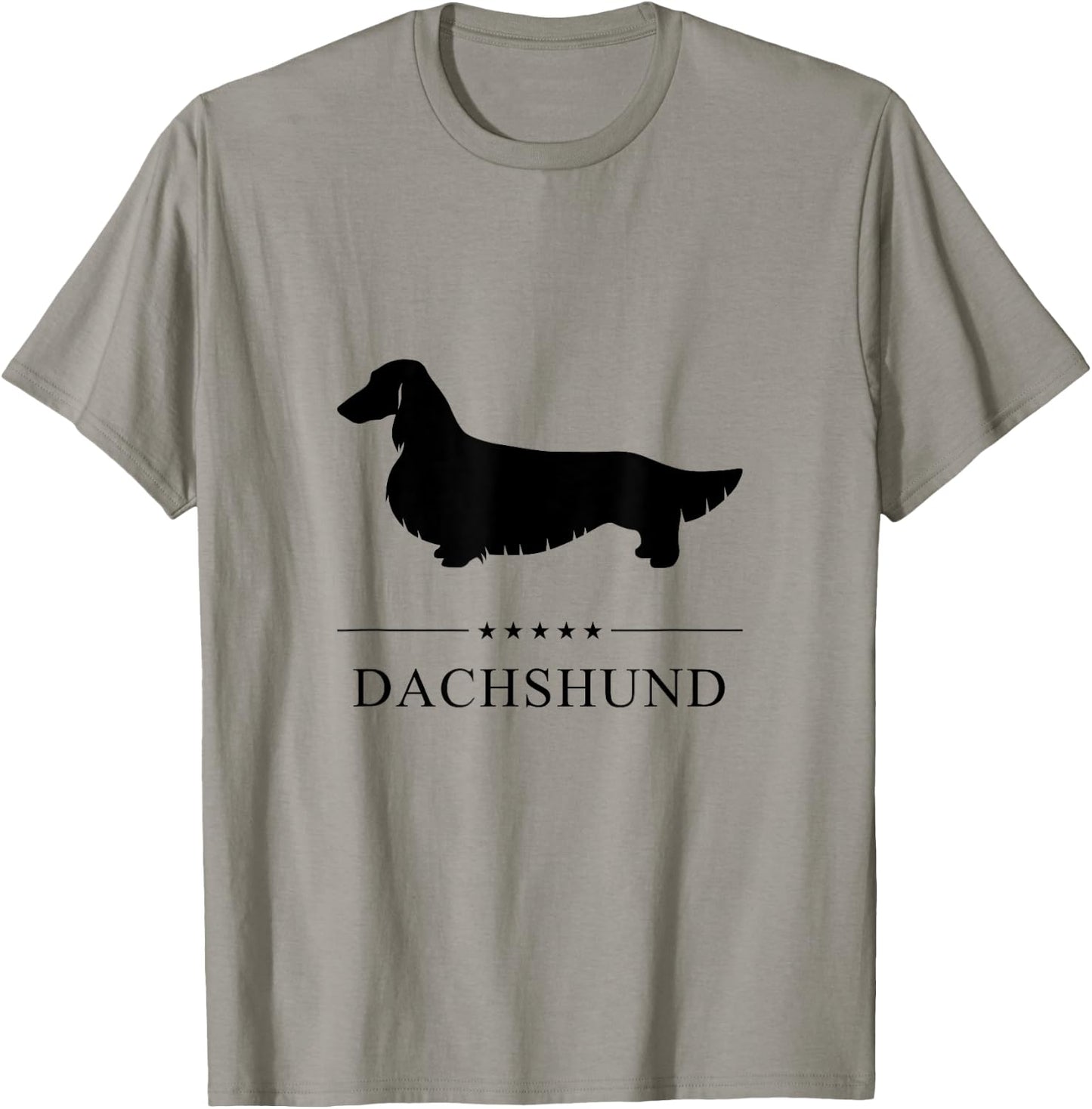 Longhaired Dachshund Black Silhouette T-Shirt - T-Shirt | Sand