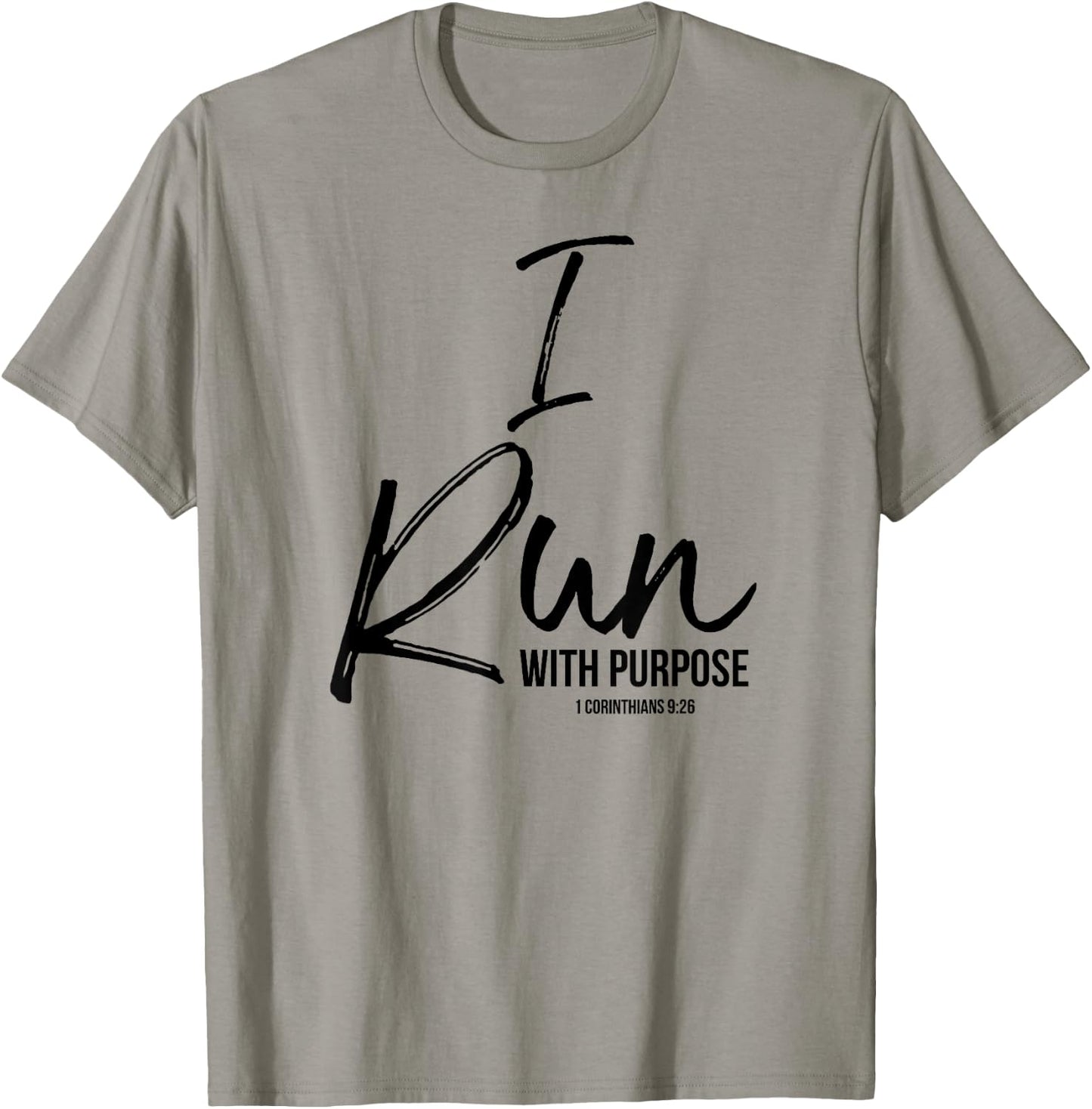 I Run with Purpose Shirt 1 Corinthians 9:26 T-Shirt - T-Shirt | Sand