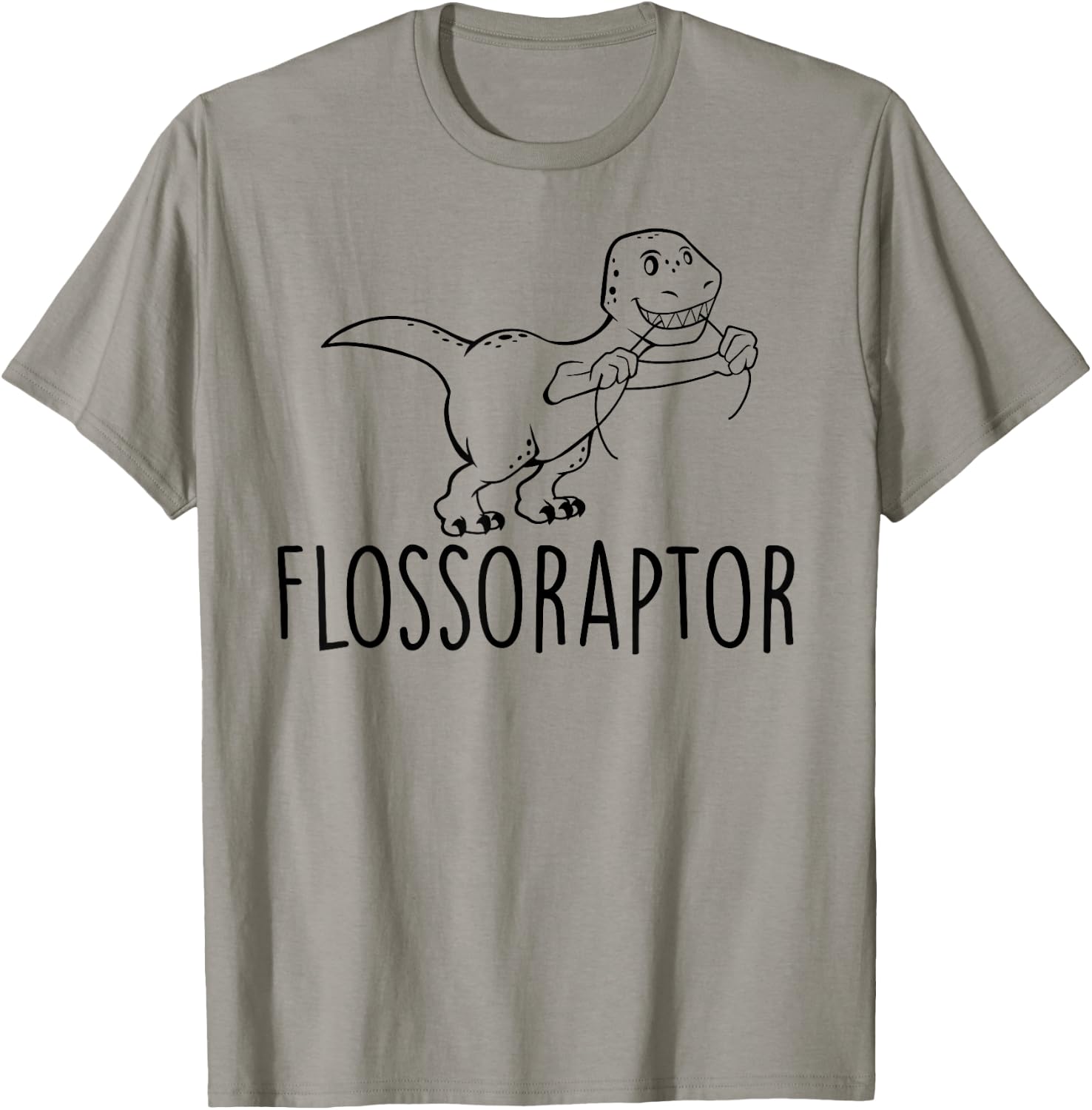 Flossoraptor Floss Cute Raptor Funny DDS Dental Babe T Shirt T-Shirt - T-Shirt | Sand