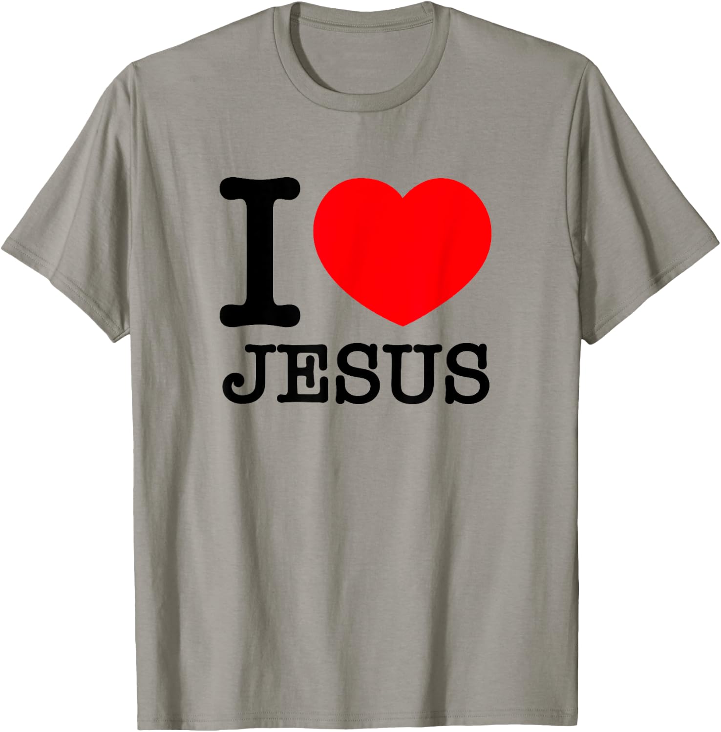 I Love (Heart) Jesus - Red Heart Black Text Design T-Shirt - T-Shirt | Sand