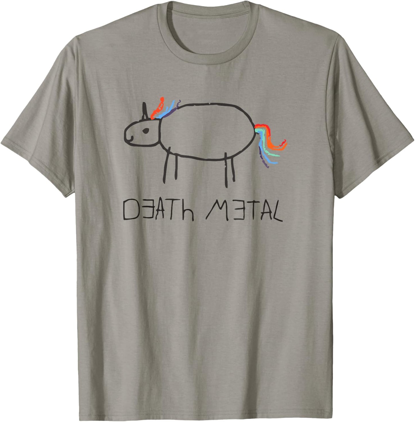 Funny Cute Death Metal Crayon Unicorn T-Shirt - T-Shirt | Sand