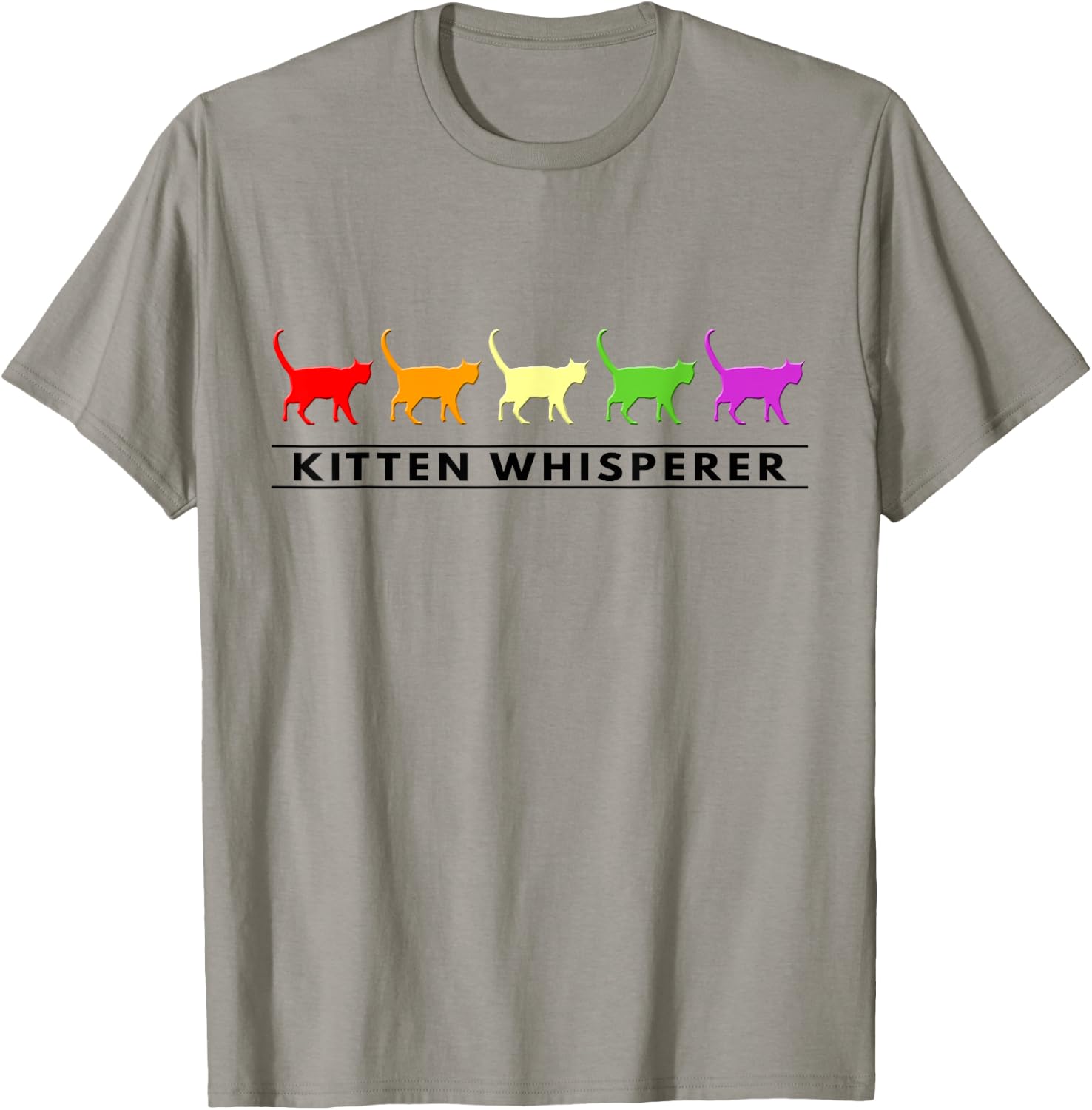 Humorous Animal and Colorful Kitten Whisperer Gift T-Shirt - T-Shirt | Sand