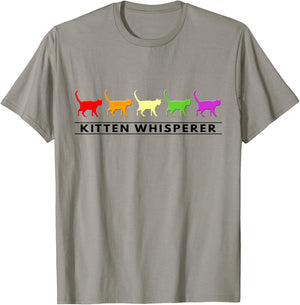 Humorous Animal and Colorful Kitten Whisperer Gift T-Shirt - T-Shirt | Sand