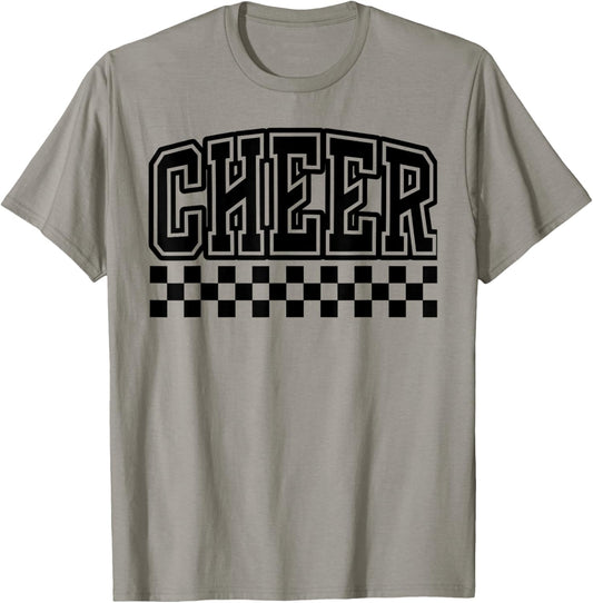 Checkered Cheer Cheerleading for Cheerleader Squad BFF Youth T-Shirt - T-Shirt | Sand