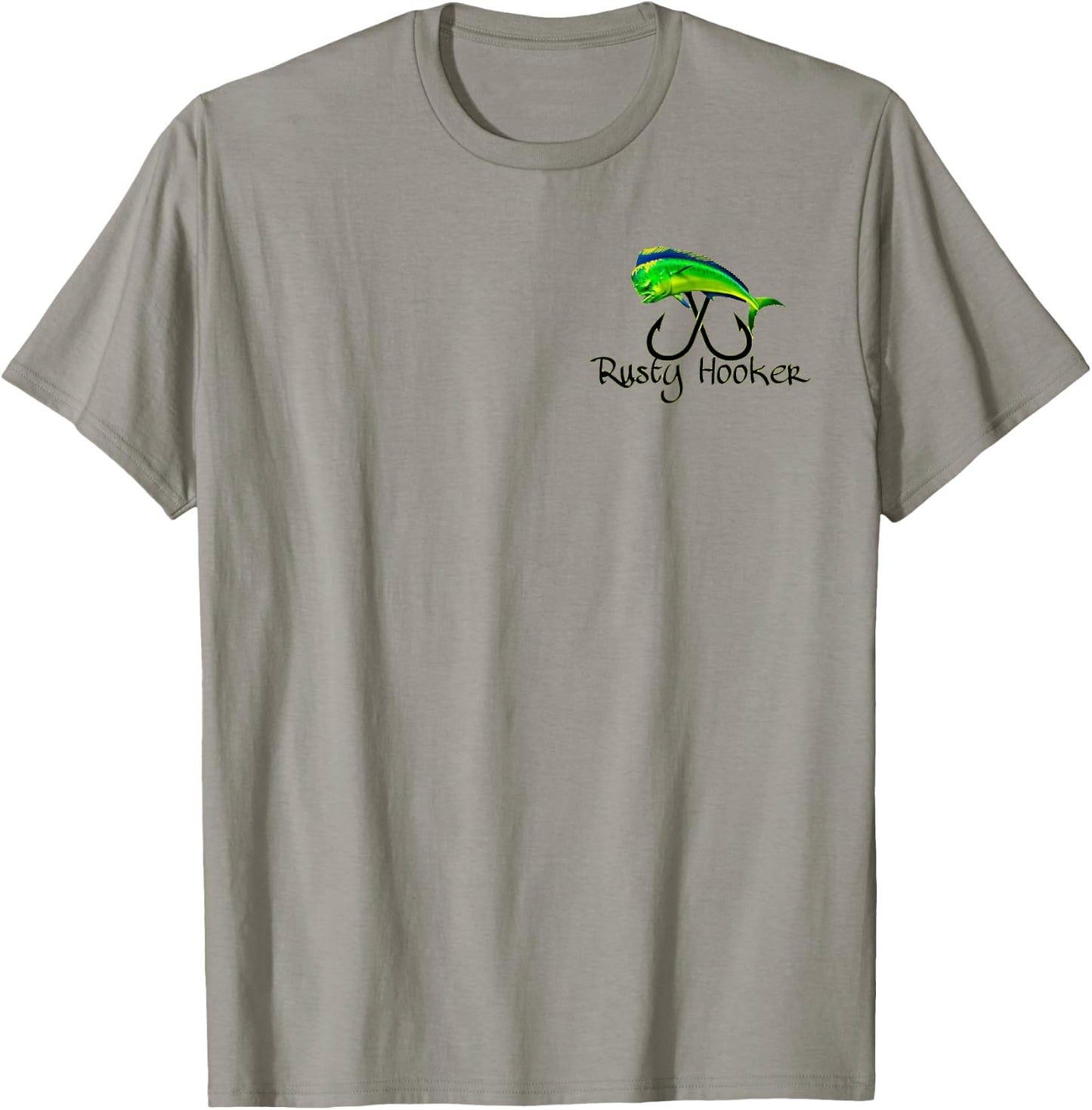 Rusty Hooker fishing outdoor coastal mahi mahi T-Shirt - T-Shirt | Sand