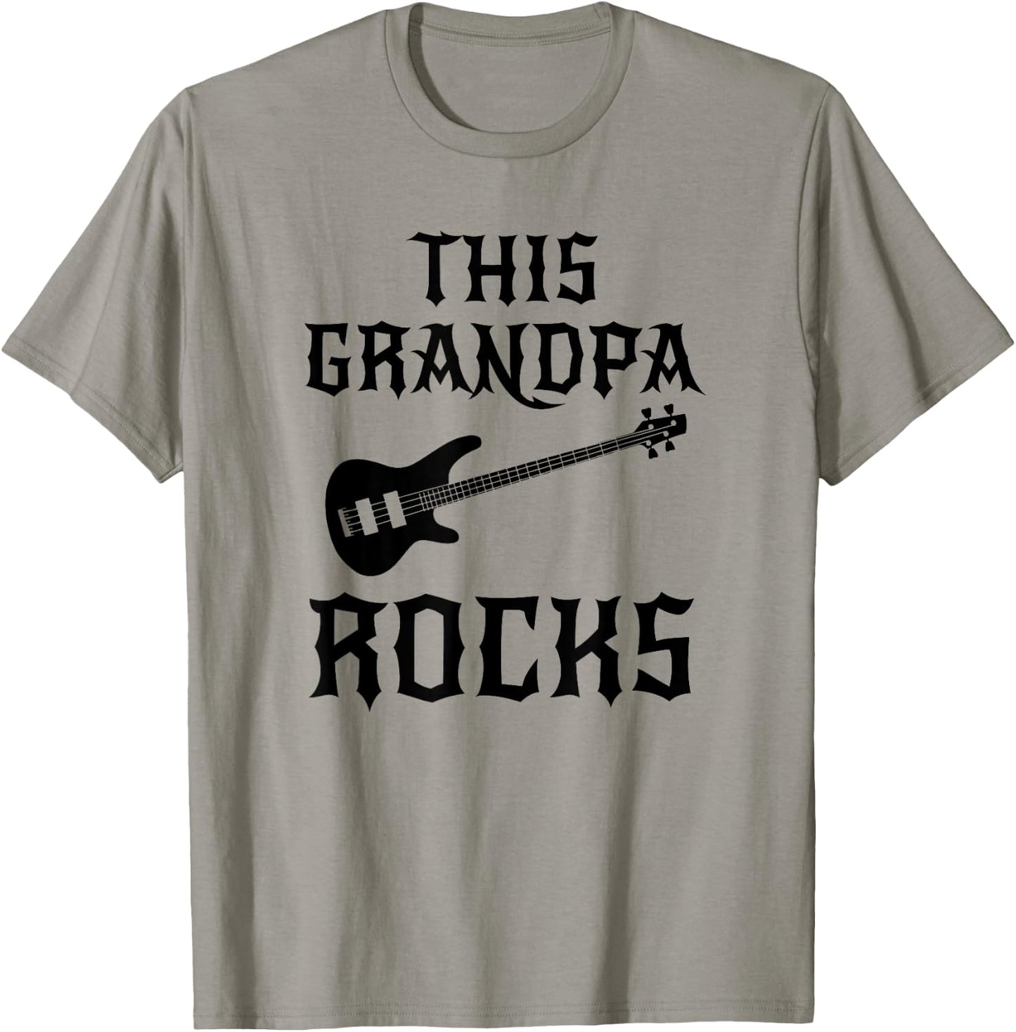 This Grandpa Rocks T Shirt Fathers Day Birthday Guitar Gift T-Shirt - T-Shirt | Sand