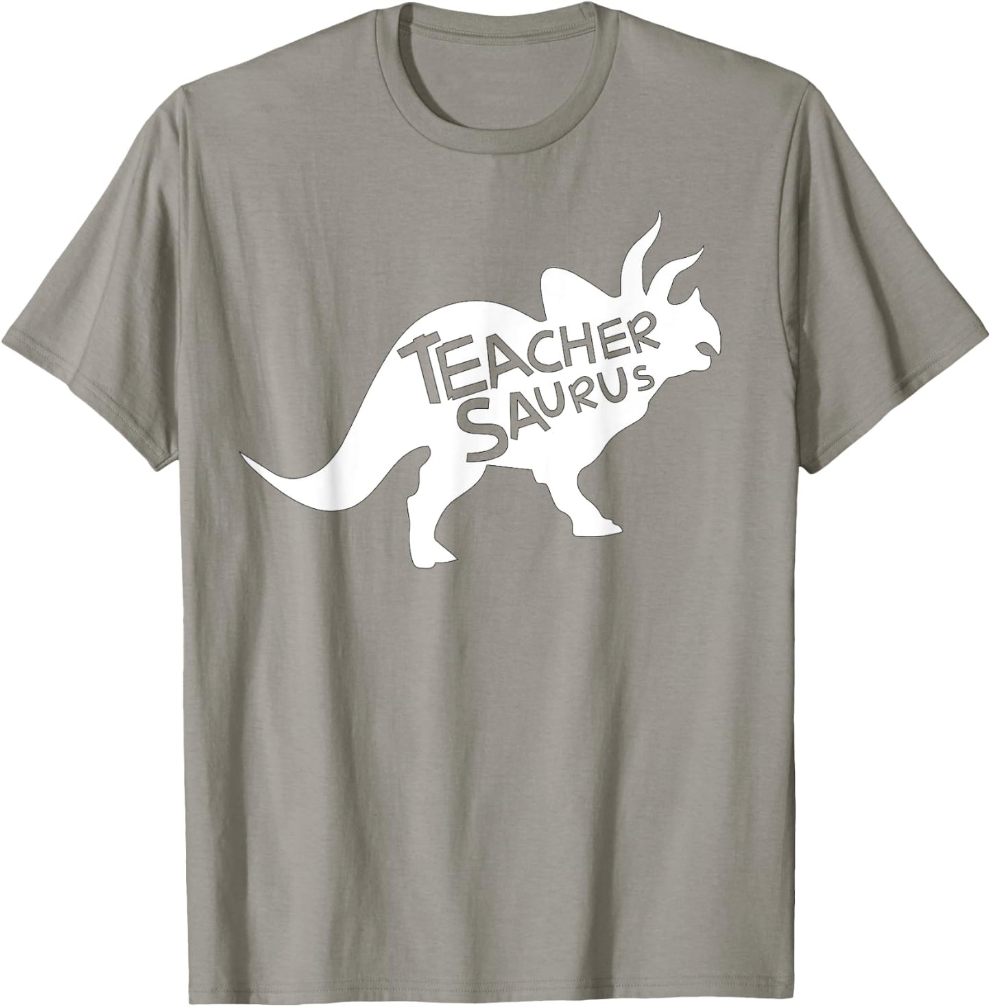 Teacher Saurus Shirt Funny Triceratop Dinosaur Gift Men Women T-Shirt - T-Shirt | Sand