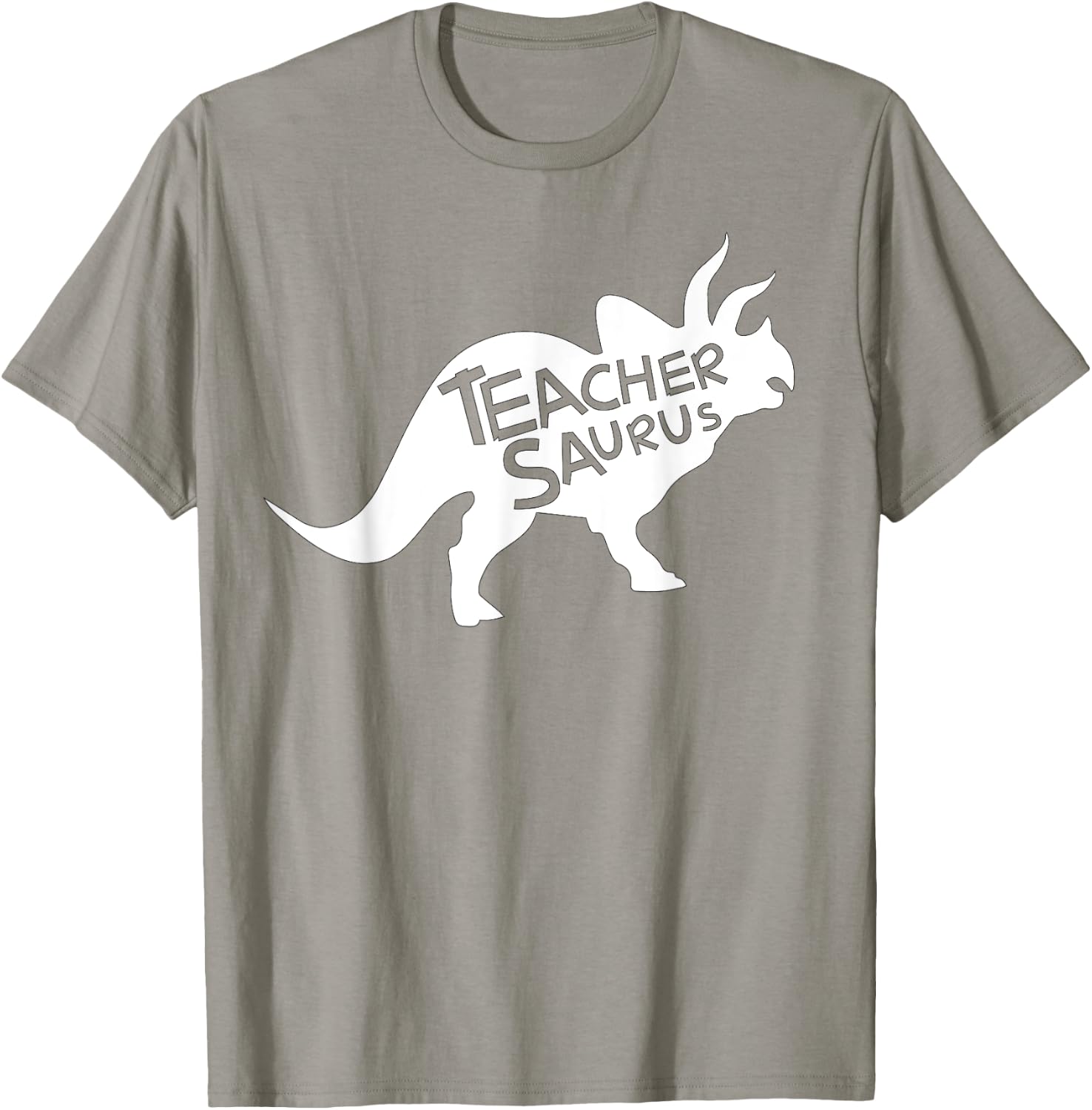 Teacher Saurus Shirt Funny Triceratop Dinosaur Gift Men Women T-Shirt - T-Shirt | Sand