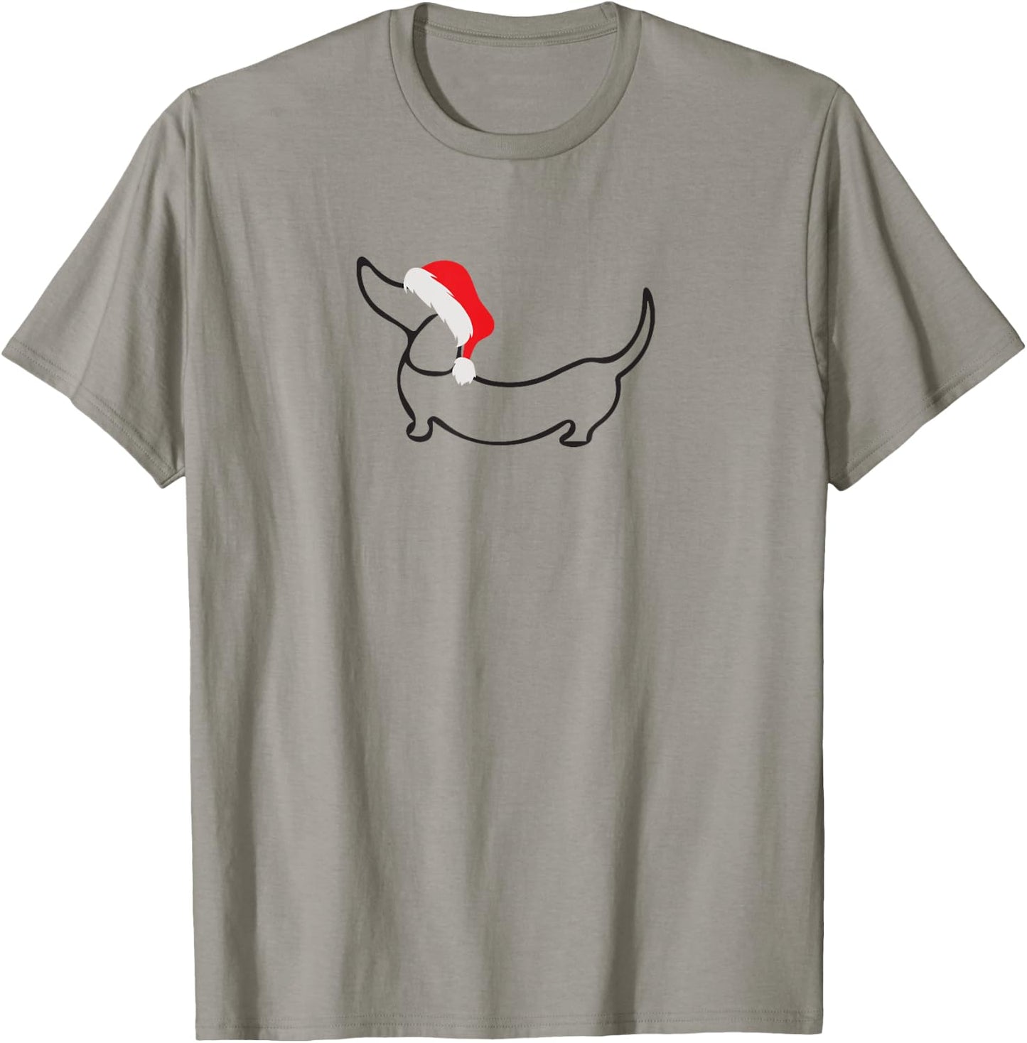 Dachshund In Santa Hat Christmas T-Shirt - T-Shirt | Sand
