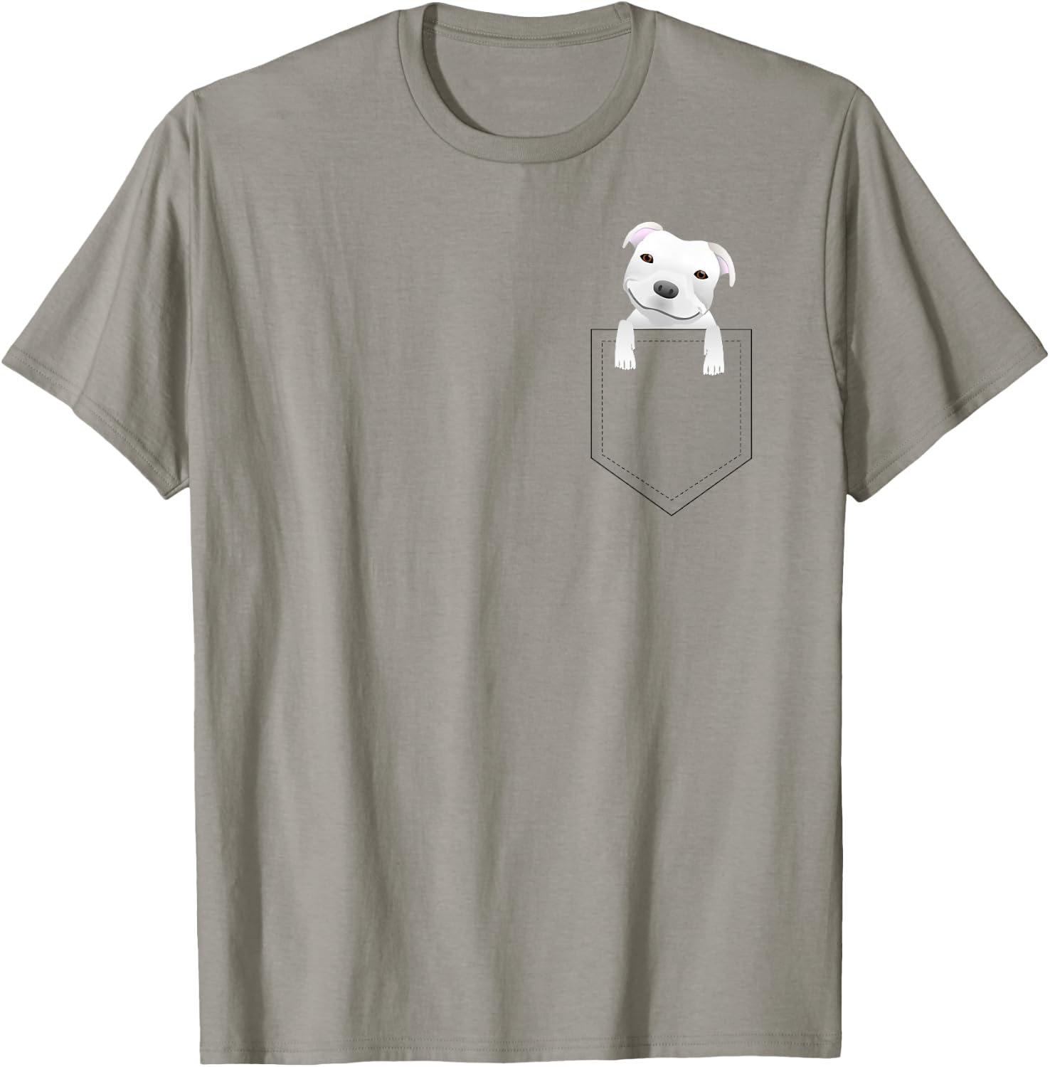 Pocket Pitbull White Puppy Cute T-Shirt - T-Shirt | Sand