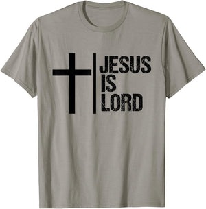 Jesus is Lord Cross Faith Christian Bible God Holy T-Shirt - T-Shirt | Sand
