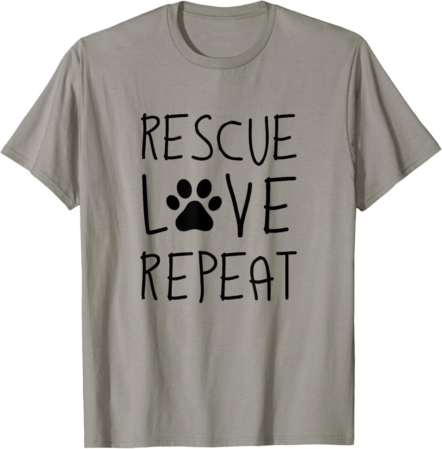 Dog Rescue Love Repeat Adopt Awareness T-Shirt - T-Shirt | Sand