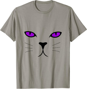 Giant Cat Face Purple Eyes Halloween Costume Shirt Men Women Kids T-Shirt - T-Shirt | Sand