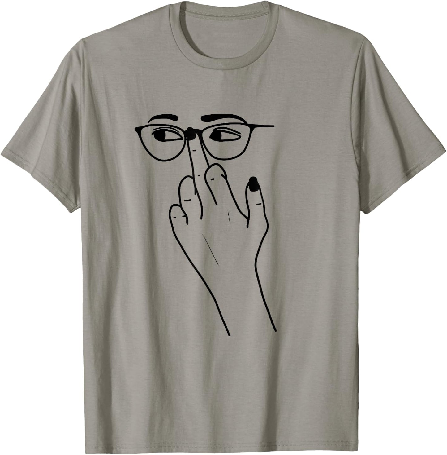 Glasses Middle Finger Attitude T-Shirt - T-Shirt | Sand