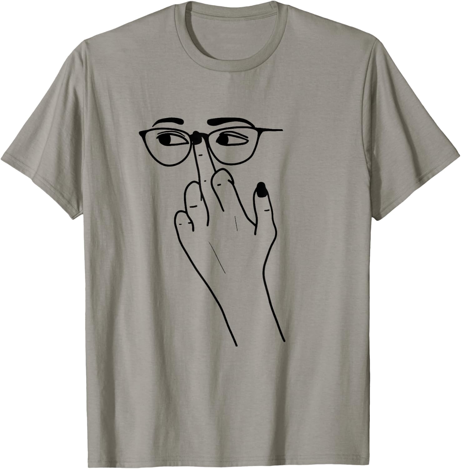 Glasses Middle Finger Attitude T-Shirt - T-Shirt | Sand