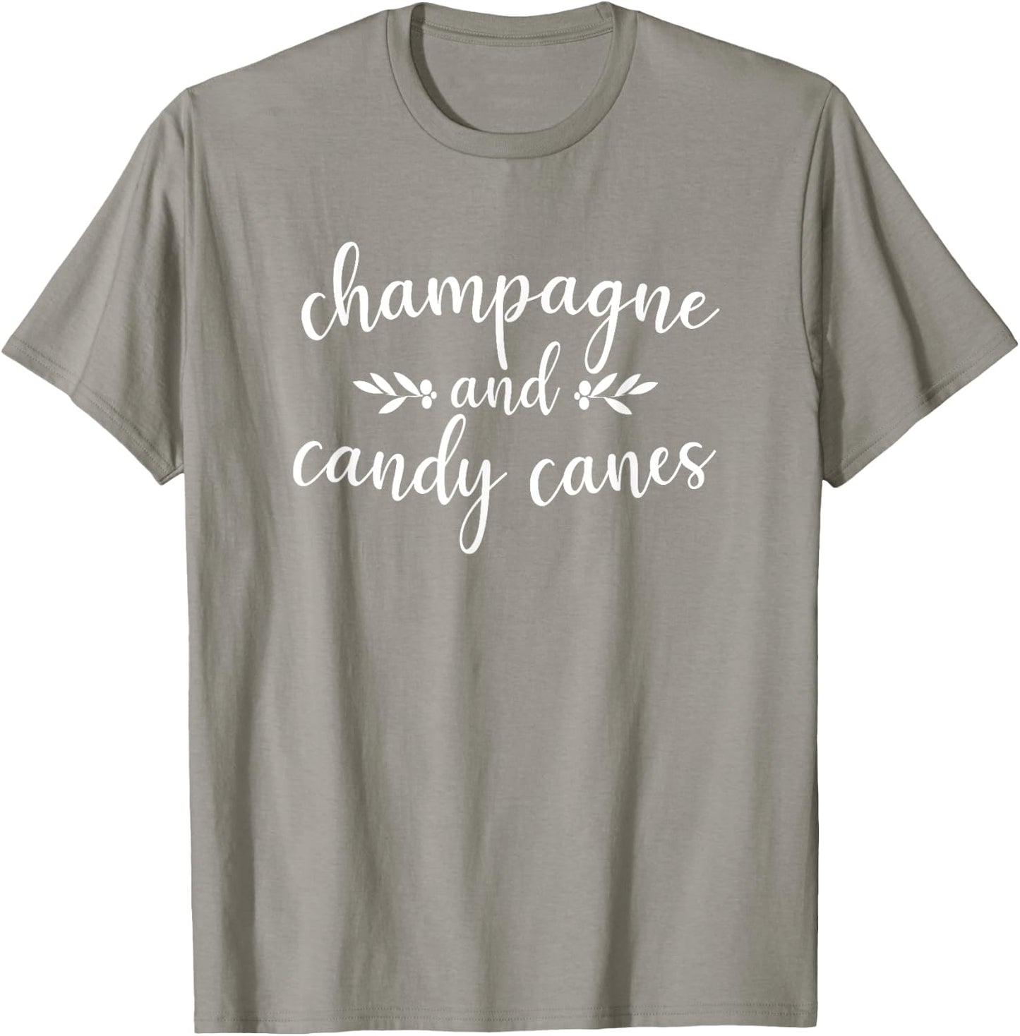 Champagne And Candy Canes Cute Christmas Holiday Funny Gift T-Shirt - T-Shirt | Sand