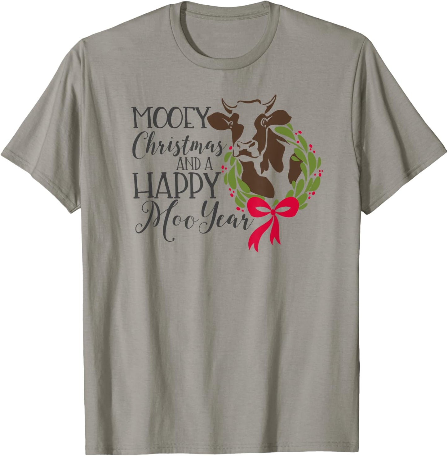 Mooey Christmas And Happy Moo Year Cow T-Shirt - T-Shirt | Sand