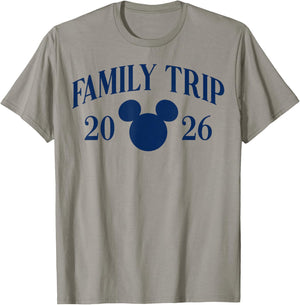 Disney Mickey and Friends Family Trip 2026 Blue Silhouette T-Shirt - T-Shirt | Sand