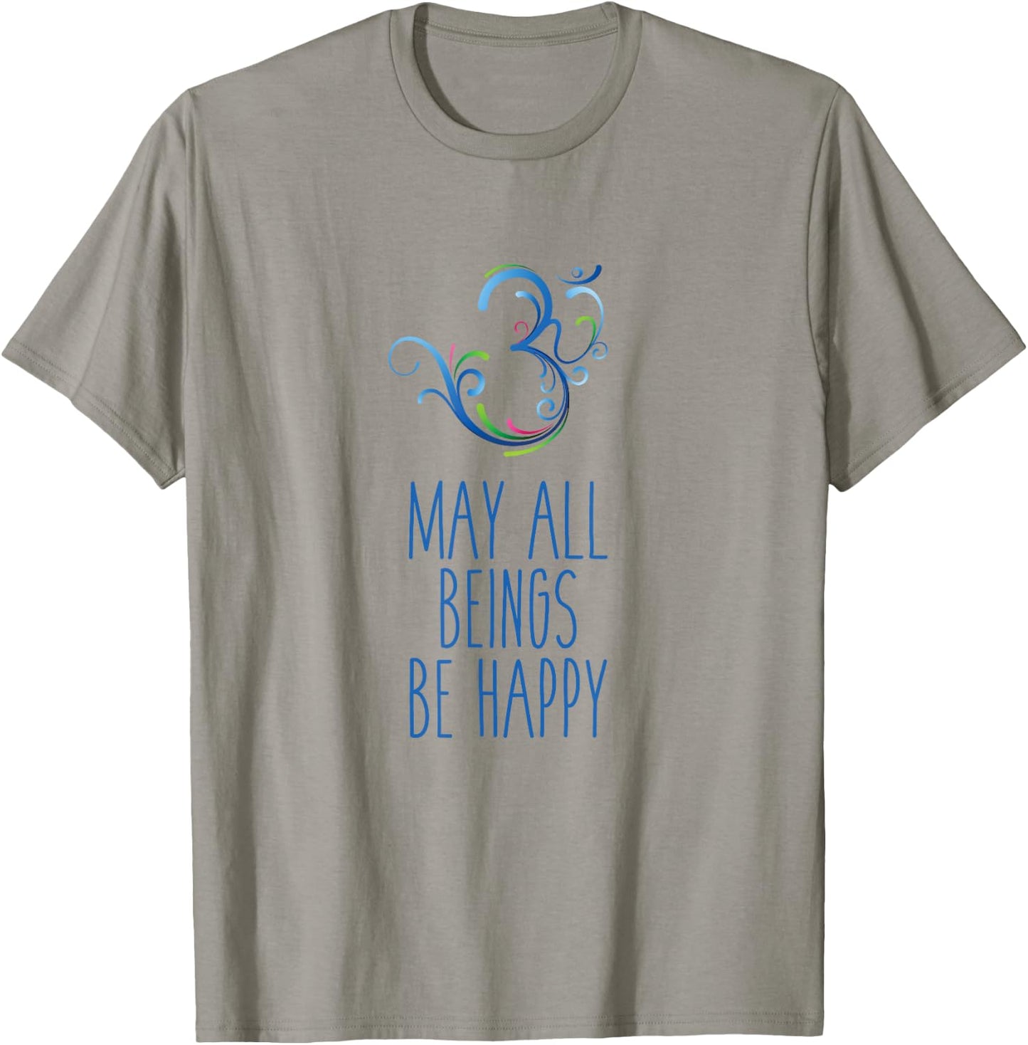 May All Beings Be Happy Om Symbol Yoga T-Shirt - T-Shirt | Sand